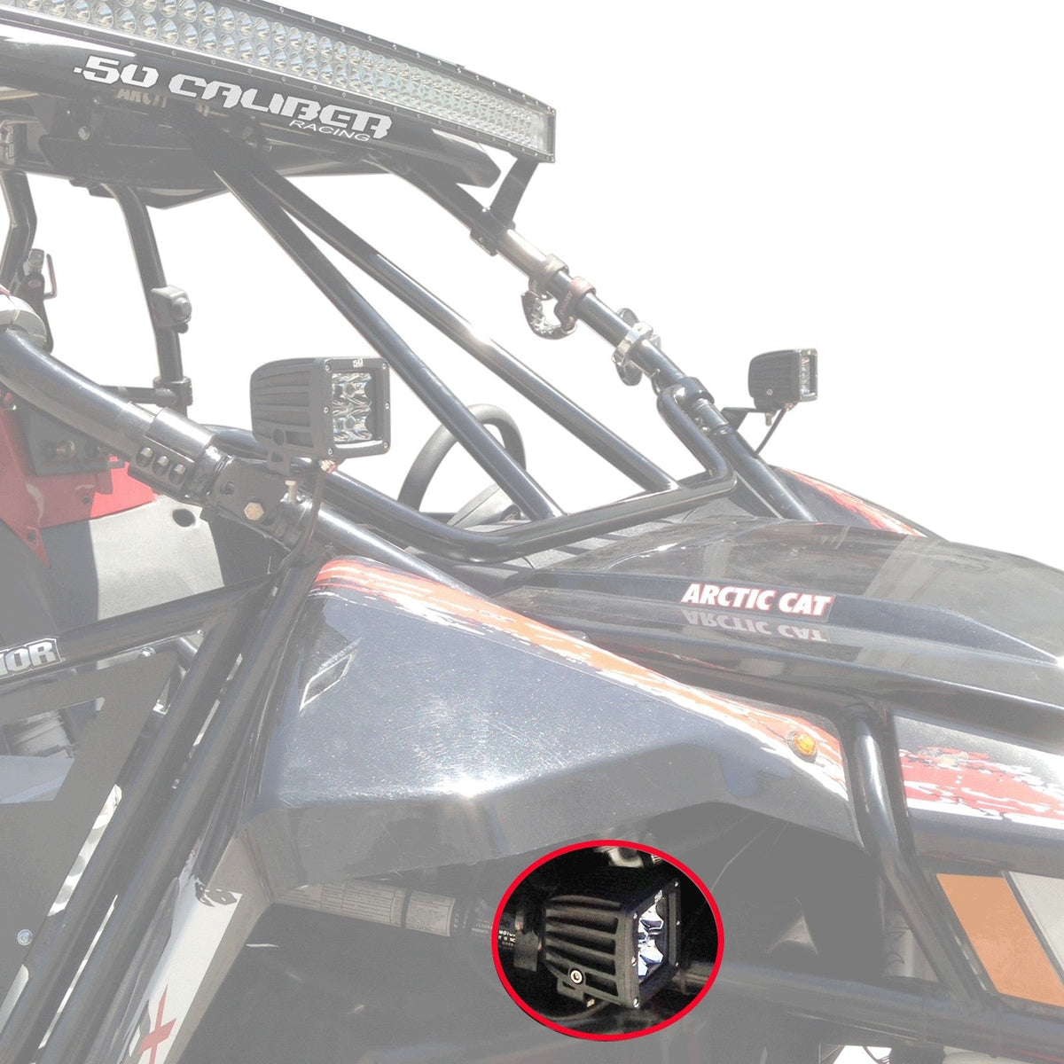 50 Caliber Racing Fender well LED Pod Mount Brackets for Arctic Cat Wildcat