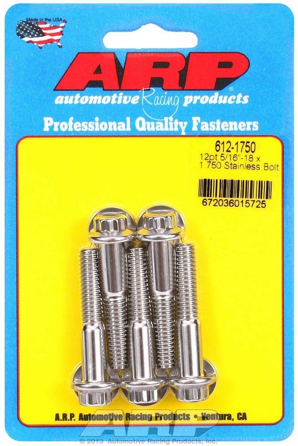 ARP S/S S/S Bolt Kit - 12pt. (5) 5/16-18 x 1.750 - 6121750