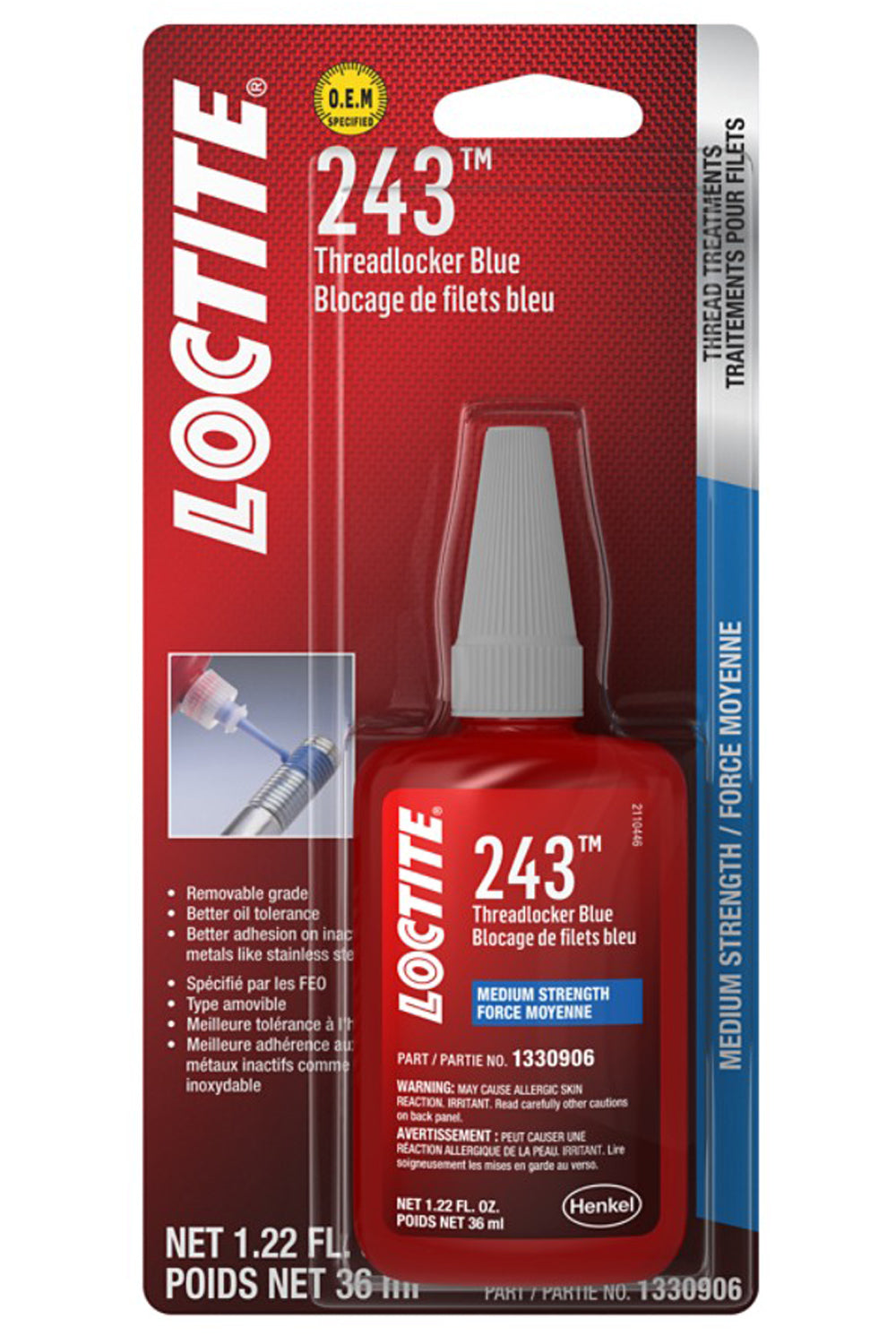 Loctite Threadlocker 243 Blue 36ml/1.22oz - 1330906