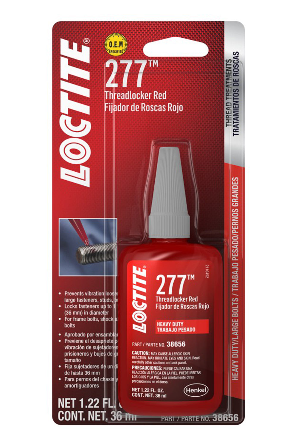 Loctite Threadlocker 277 HD Red Big Bolts 36ml/1.22oz - 555353