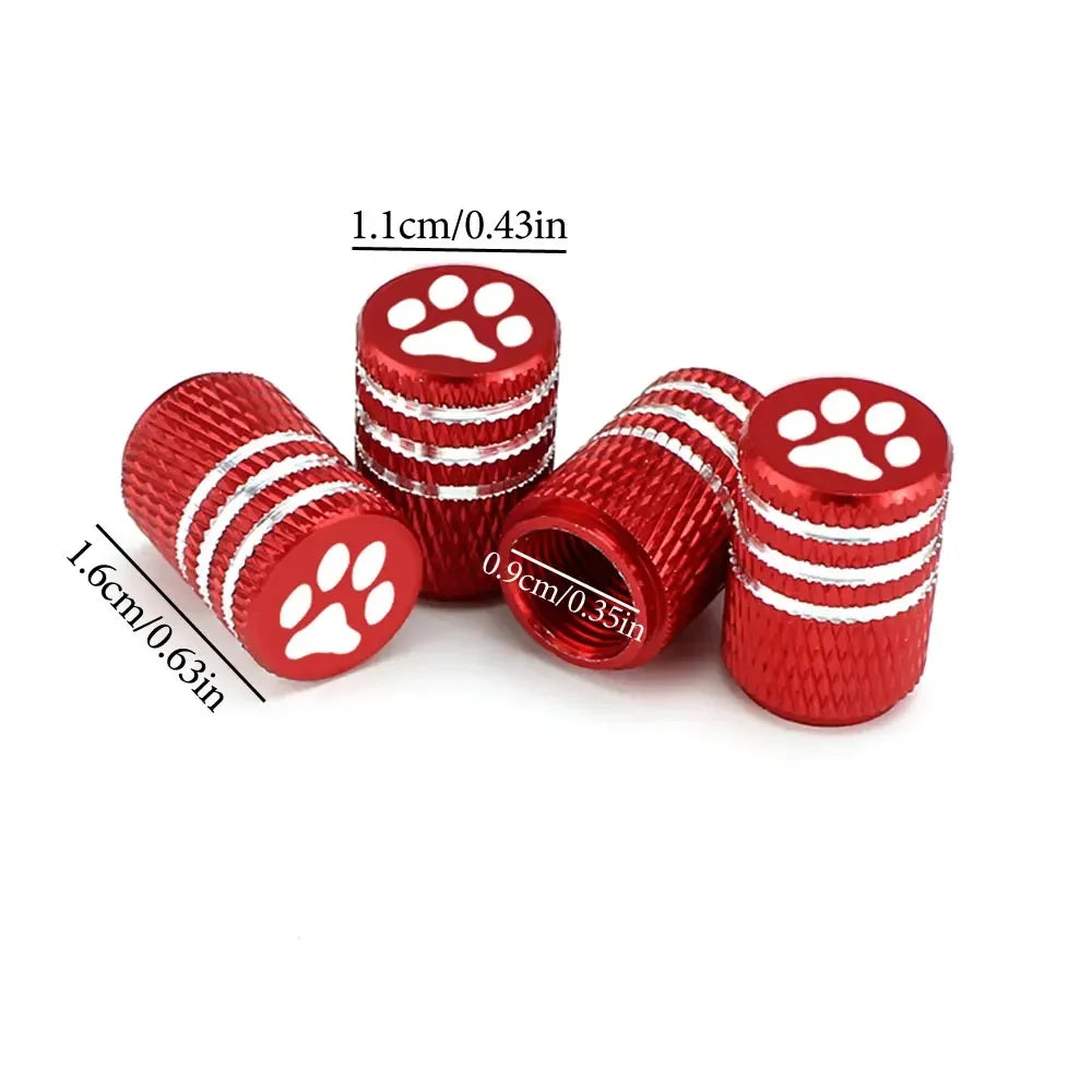DSYCAR 4Pcs Bear's Paw Tire Stem Valve Caps | Aluminum Alloy Dustproof Car Tire Valve Covers