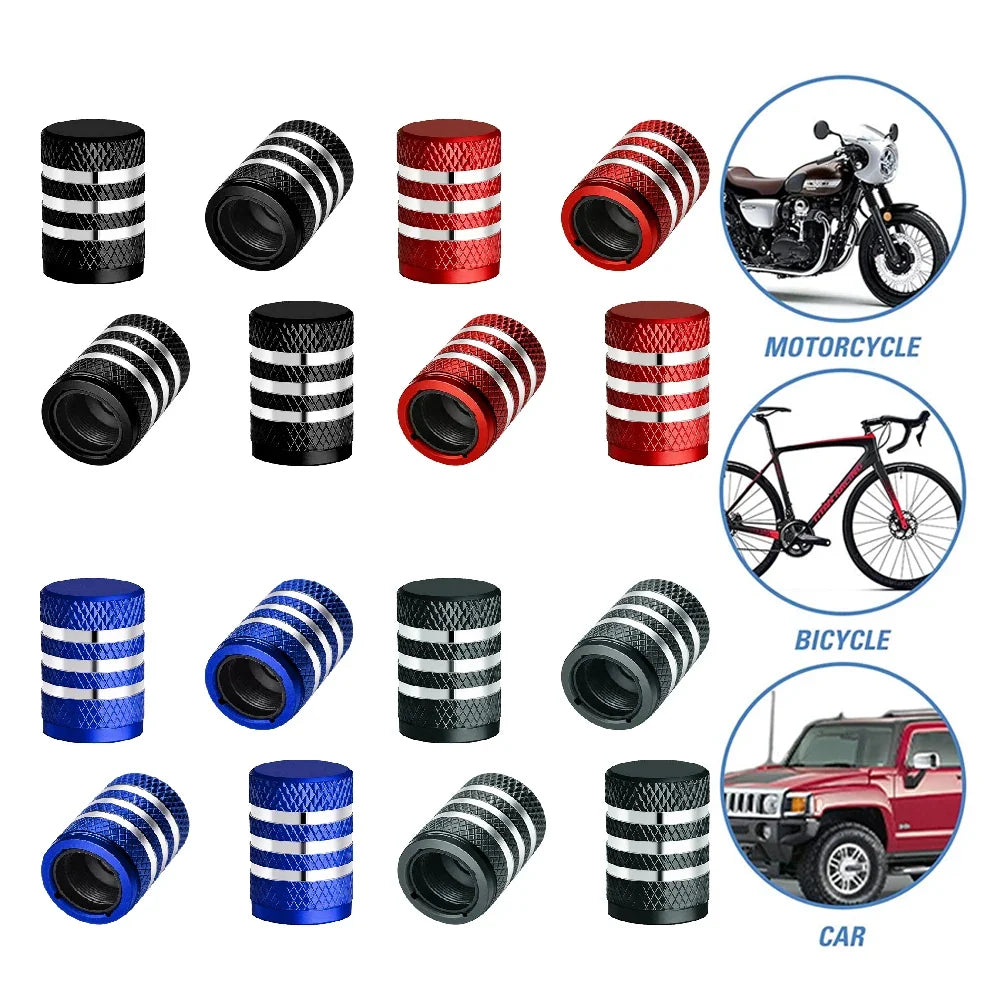 4PCS Metal Tire Valve Stem Caps with Plastic Liner | Leak-Proof, Corrosion Resistant