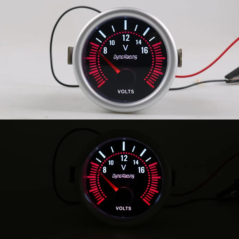 White LED Voltmeter 8-16V | 52mm Universal Car Voltage Gauge Smoke Lens