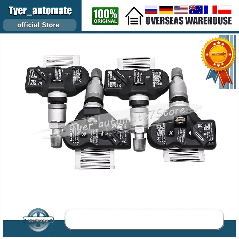 4Pcs Tire Pressure Monitoring Sensor TPMS 433MHz | For Volkswagen CC Passat Tiguan