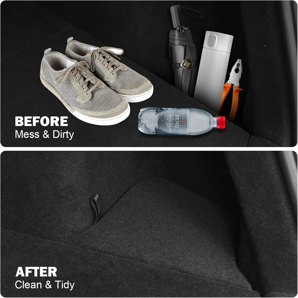Tesla Model Y Juniper Rear Trunk Side Storage Box | TPE or Flocking Trunk Organizer Bin