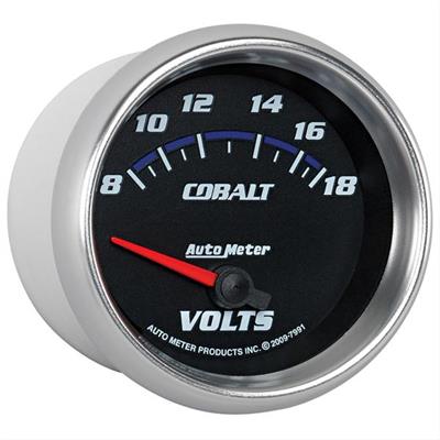 AutoMeter Gauge, Cobalt, Voltmeter, 8-18 V, 2 5/8 in., Analog, Electrical, Each - 7991