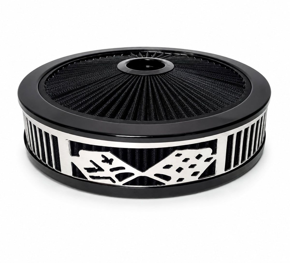 Granatelli Blingz Beauty Bandz Black Air Filter Assembly - Checkered Flag β 750019