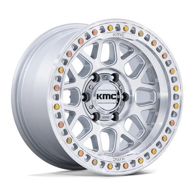 KMC KM549 GRS Gloss Silver with Machined Face Simulated Beadlock Wheels - S1939