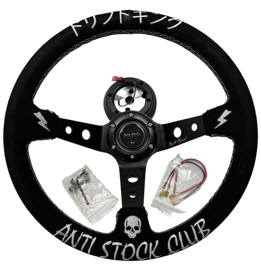 Bull Boost 350mm Steering Wheel + Short Hub Adapter Kit For Mazda Miata RX-7 RX-8 MX-3 MX-6