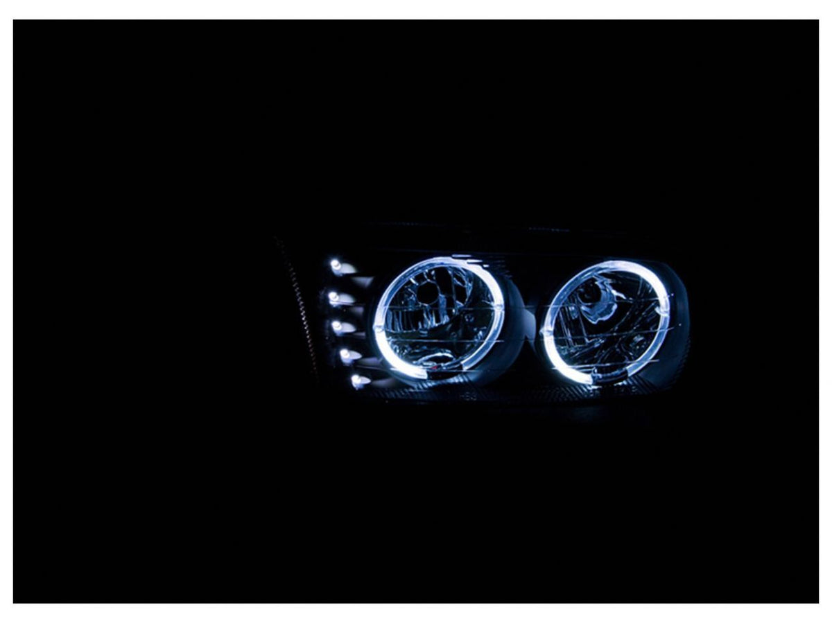 Anzo 1999-2006 Gmc Sierra 1500 Crystal Headlights w/ Halo and LED Black