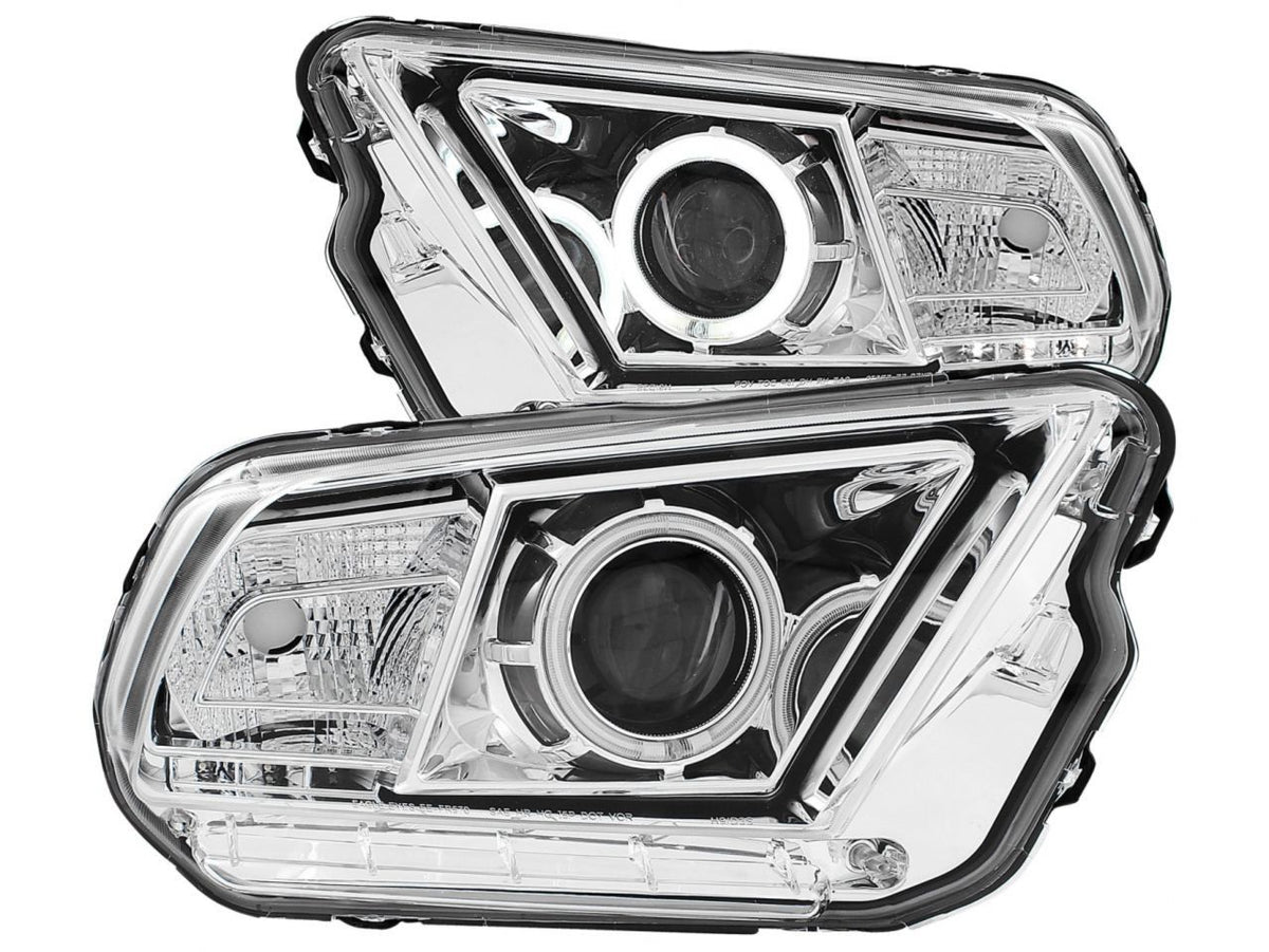 Anzo 2010-2014 Ford Mustang Projector Headlights w/ Halo Chrome (CCFL)