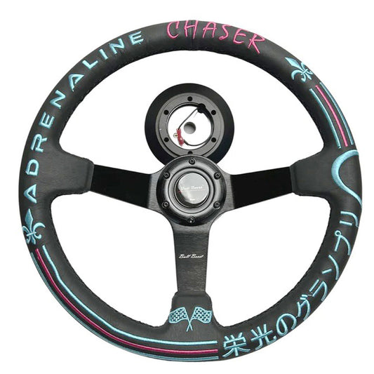Bull Boost 350mm Steering Wheel + Short Hub Adapter Kit For Mazda Miata RX-7 RX-8 MX-3 MX-6