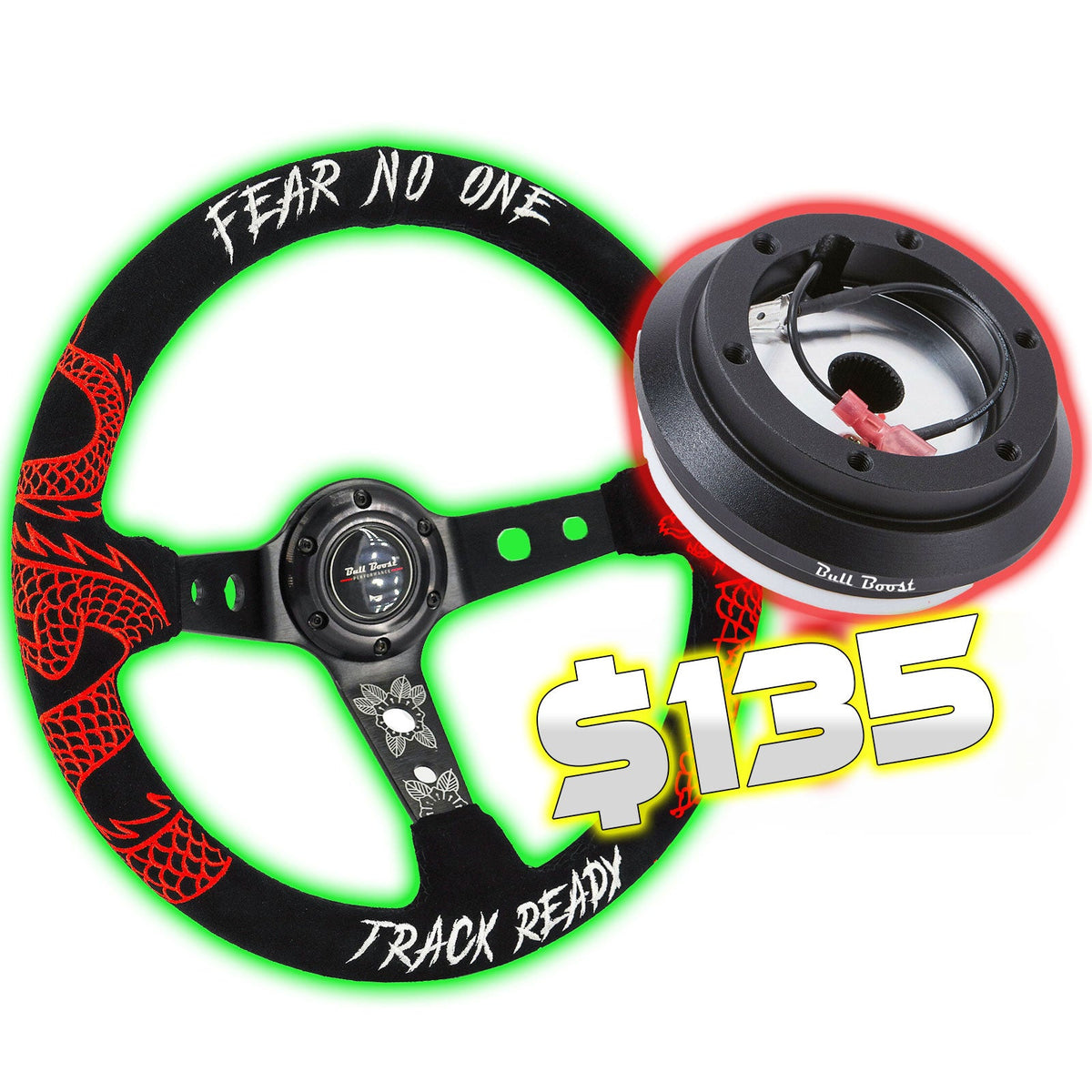 Bull Boost Quick Release Racing Steering Wheel Hub Adapter Bundle Kit