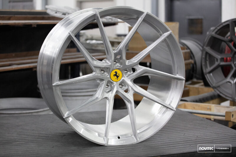 Vossen x Novitec NF8 21x11.5in - 5x114.3 BP - ET29 - Brushed Gloss Clear Ferrari 296 Rear Wheel