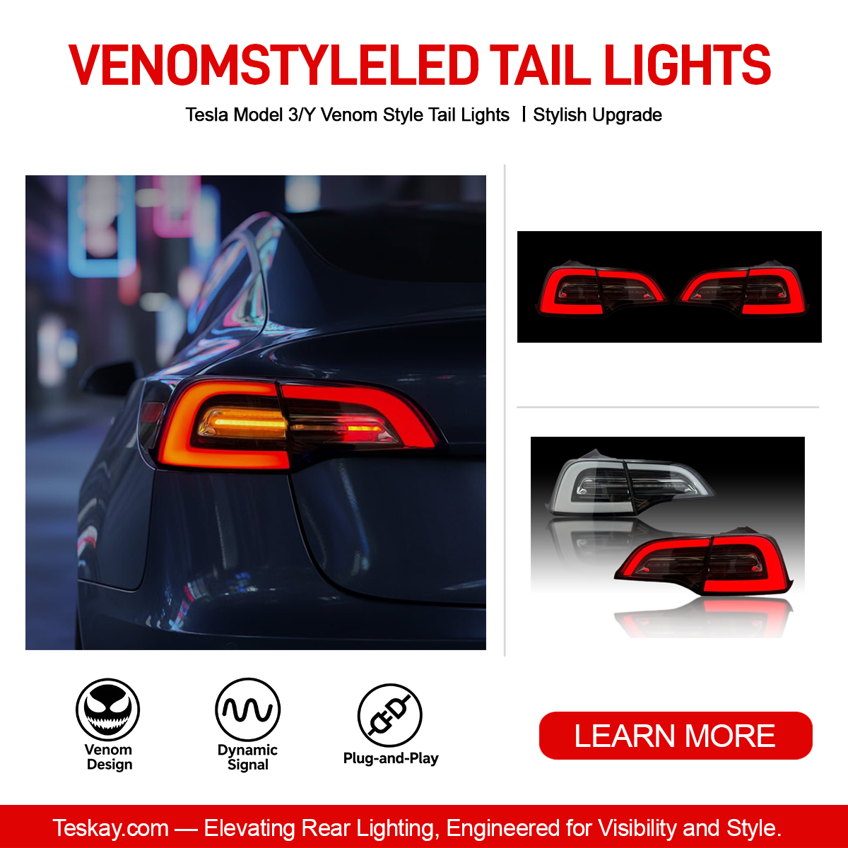 Teskay Tesla Model 3/Y Venom Style Tail Lights 丨Stylish Upgrade
