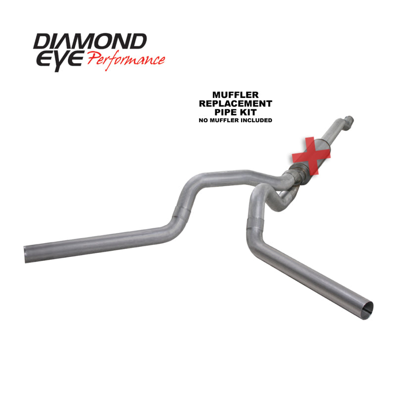 Diamond Eye Kit 4in CB Mflr Rplcment Pipe Dual AL: 03-07 Ford 6.0L F250/F350