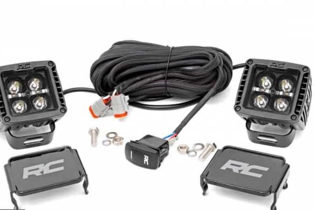 Rough Country 2-Inch Square Cree LED Lights - (Pair | Black Series w/ White DRL)