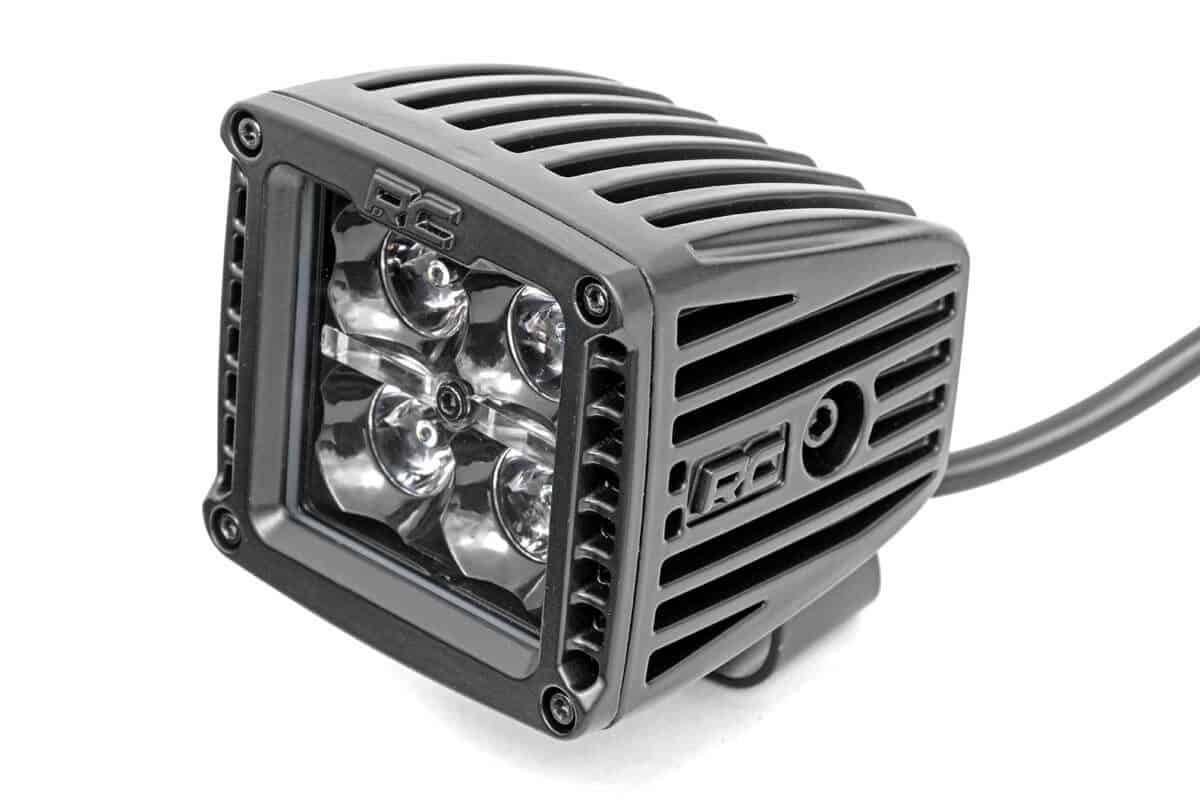 Rough Country 2-Inch Square Cree LED Lights - (Pair | Black Series w/ White DRL)