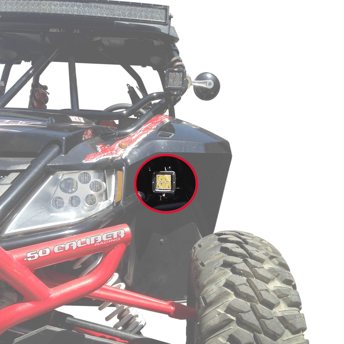 50 Caliber Racing Fender well LED Pod Mount Brackets for Arctic Cat Wildcat