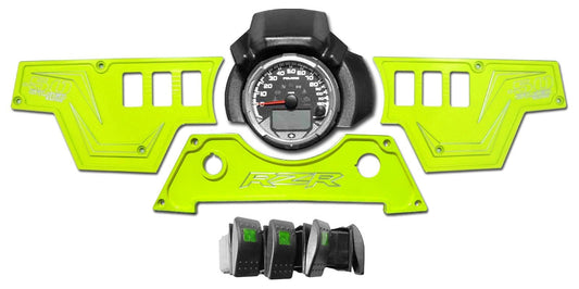 50 Caliber Racing XP1000 3 piece Dash Panel Lime Squeeze with switches