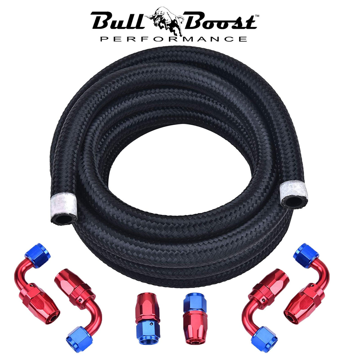 Bull Boost AN10 -10AN Fitting Stainless Steel Braided Oil Fuel Hose Line Kit 10Feet