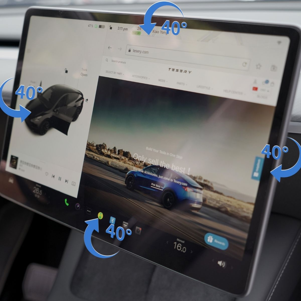 4 Way Adjustable Swivel Screen Mounting Kit For Model Y Juniper / Model 3 Highland - Upgrade Version | TESERY - image 2