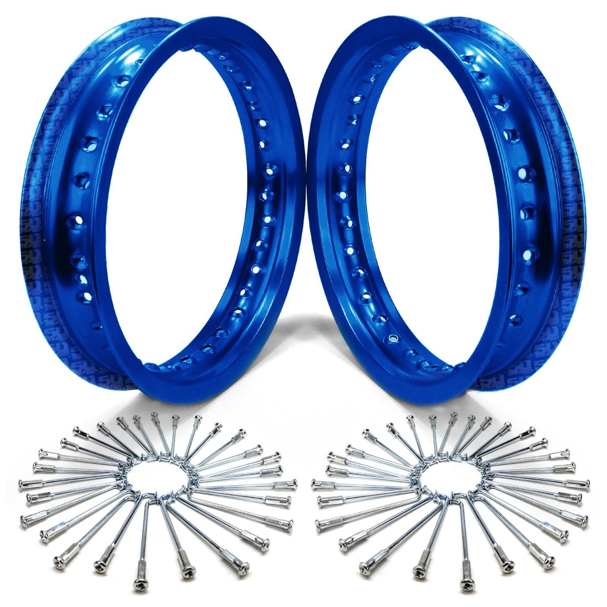 50 Caliber Racing 2 Pit Bike Rims 10 inch 28 Hole + Spokes