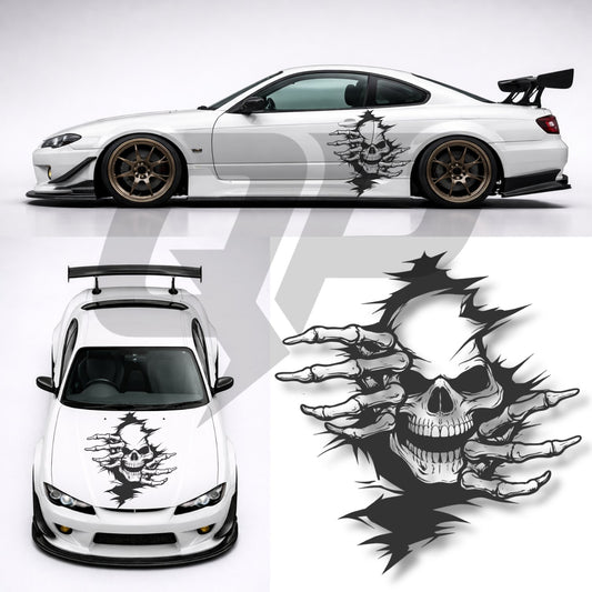 45" Universal Skull & Claws Decal - Racing JDM Hood Graphics Kit