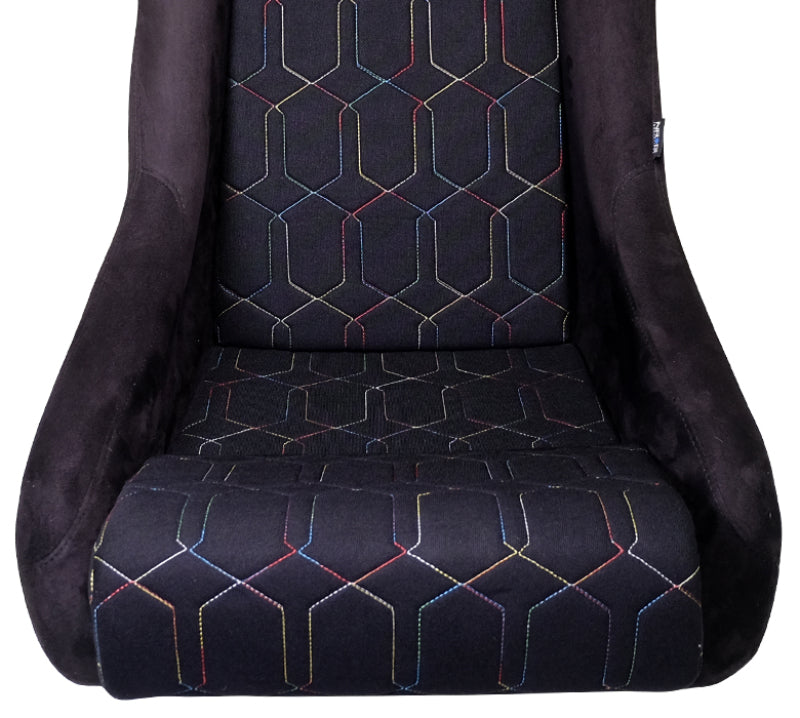 797 Offroad NRG FRP Bucket Seat (Black w/ Multi Color Geometric Pattern) - Large