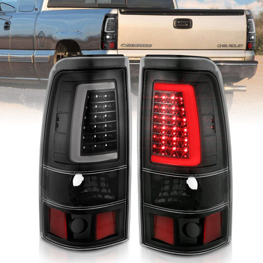 ANZO 1999-2002 Chevy Silverado 1500 LED Taillights Plank Style Black w/Clear Lens 311330