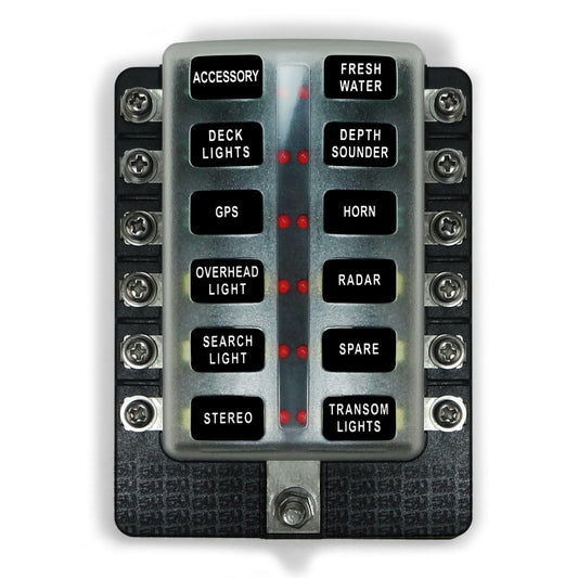 50 Caliber Racing 12 Way Standard LED Circuit Screw Fuse Block