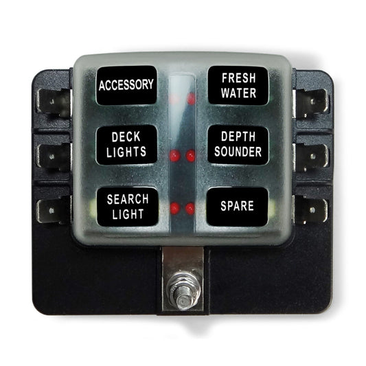 50 Caliber Racing 12v 6 Piece Fuse power block aka power panel