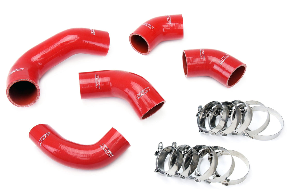 HPS Performance Products HPS Red Reinforced Silicone Intercooler Hose Kit Mitsubishi 03-07 Lancer EVO 8 9 MR US-Spec