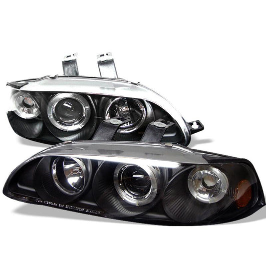 Spyder Honda Civic 92-95 4Dr 1PC Projector LED Halo Amber Reflctr Blk PRO-YD-HC921P-4D-AM-BK 5010872