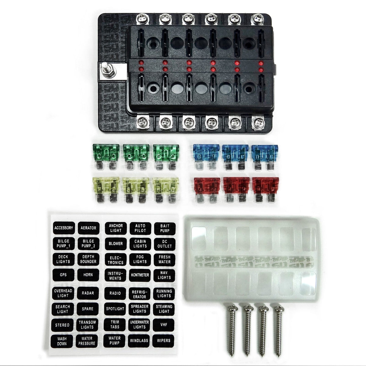 50 Caliber Racing 12 Way Standard LED Circuit Screw Fuse Block