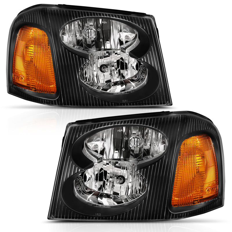 ANZO 2002-2009 Gmc Envoy Crystal Headlight Black Amber 111429