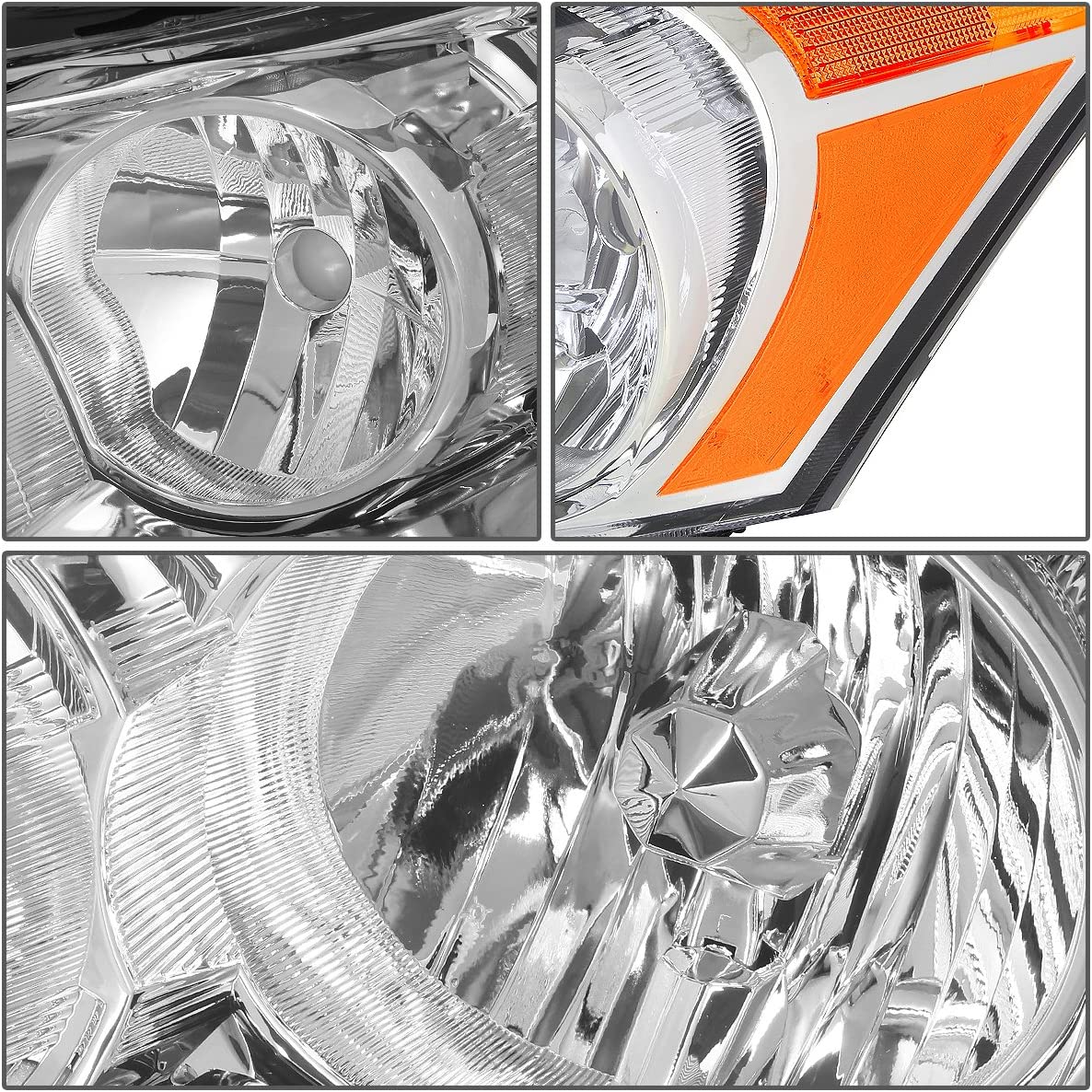 Halogen Model Factory Style Headlight Assembly Compatible With 0812 Honda Accord Sedan 4door Driver Passenger Side Chrome Housing Amber Corner