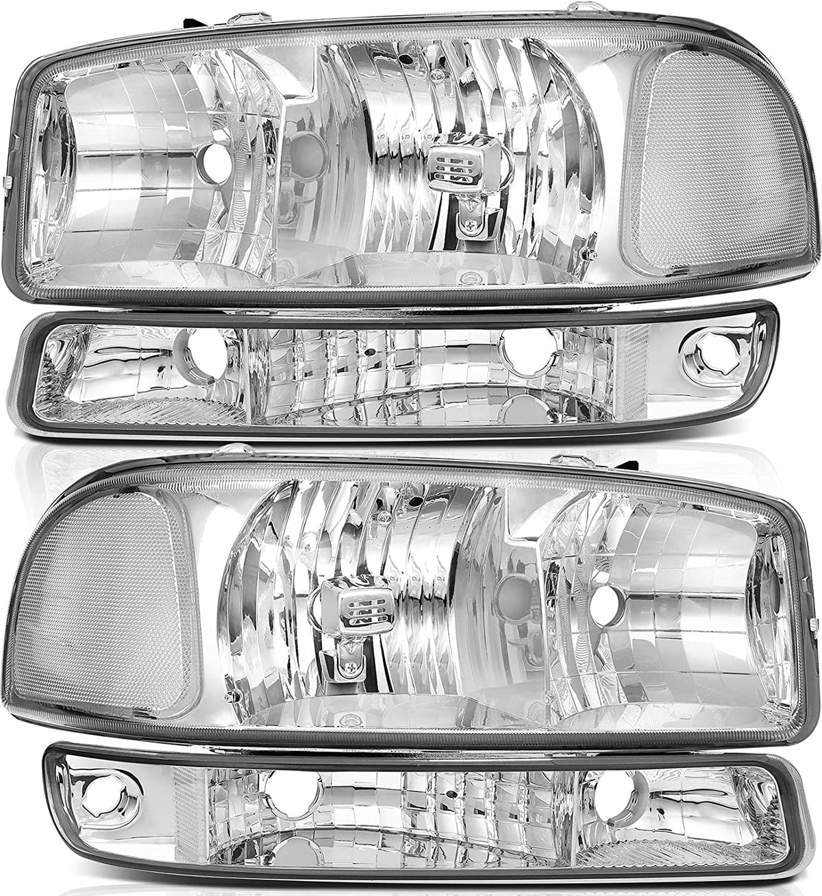 Yukon Lbrst Headlight Assembly For Gmc Sierra 1500 1999-2006 Classic 2007 2500 1999-2004 Chrome Housing Reflector Clear Lens Driver And Passenger Side Headlamp
