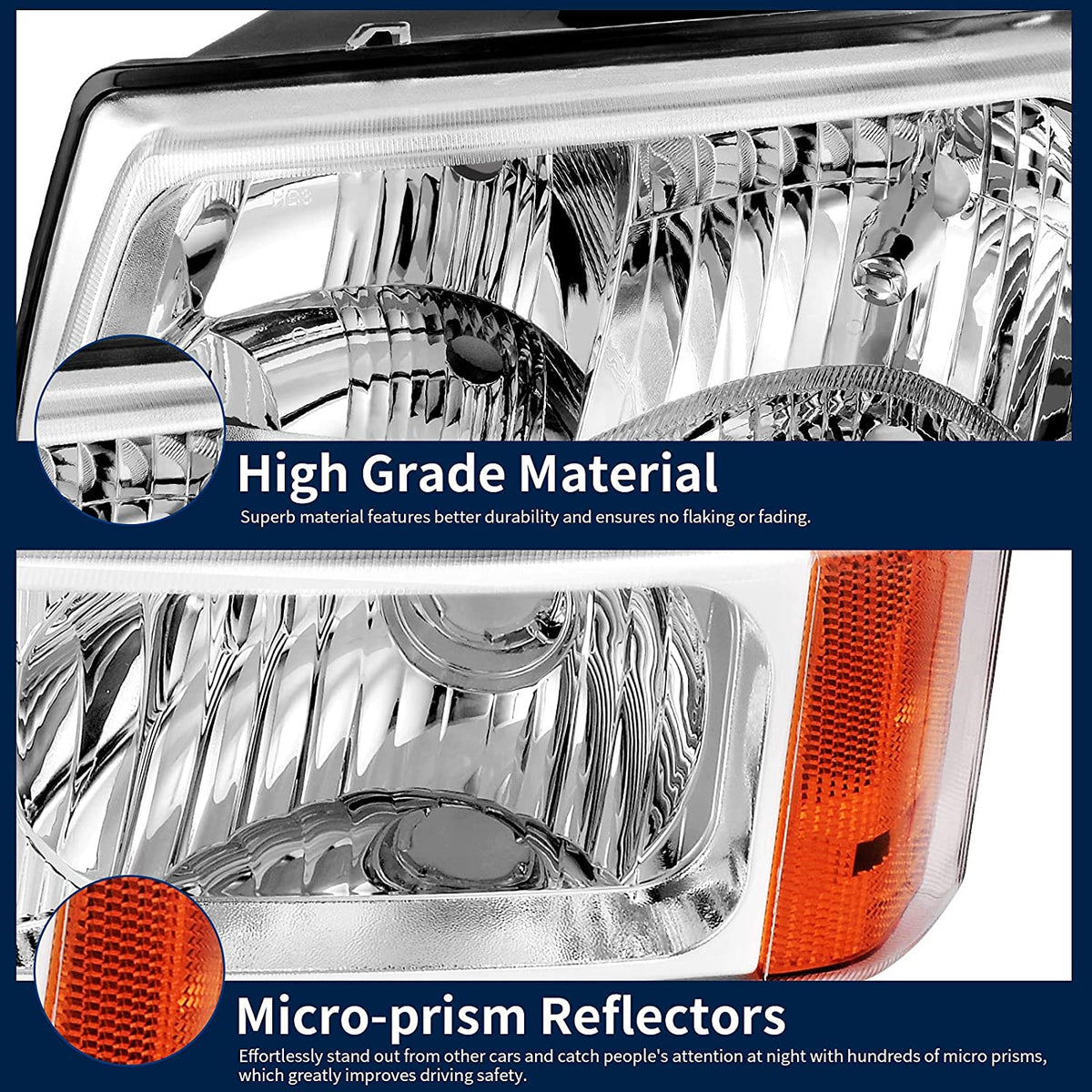 2003-2006 Chevrolet Silverado 1500 / 2500 / 3500 & Avalanche 4-Piece Headlight & Bumper Light Set