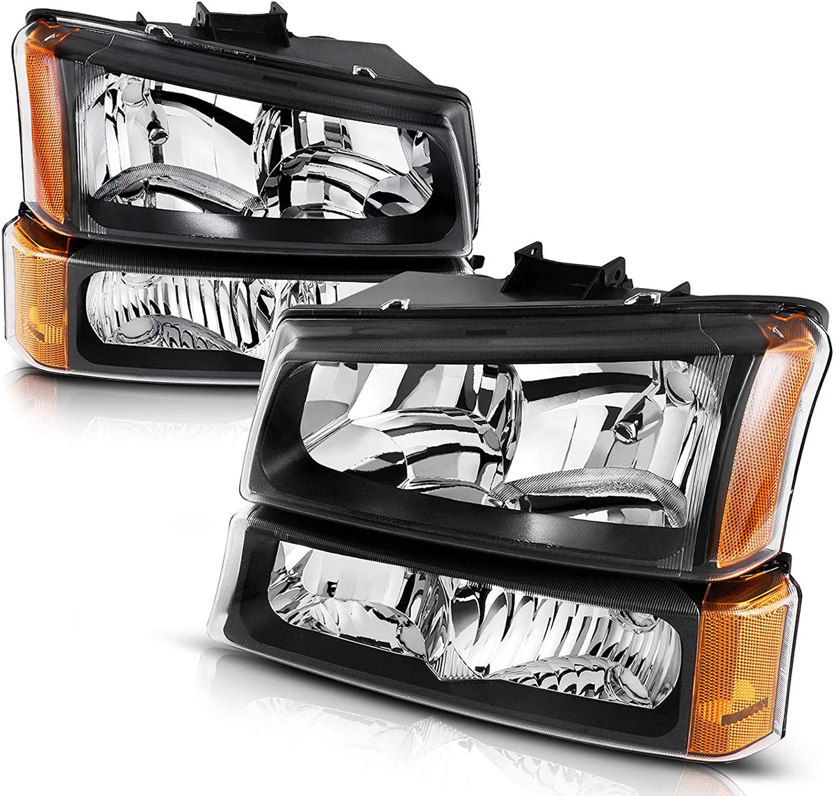 2003-2006 Chevrolet Silverado 1500 / 2500 / 3500 & Avalanche 4-Piece Headlight & Bumper Light Set