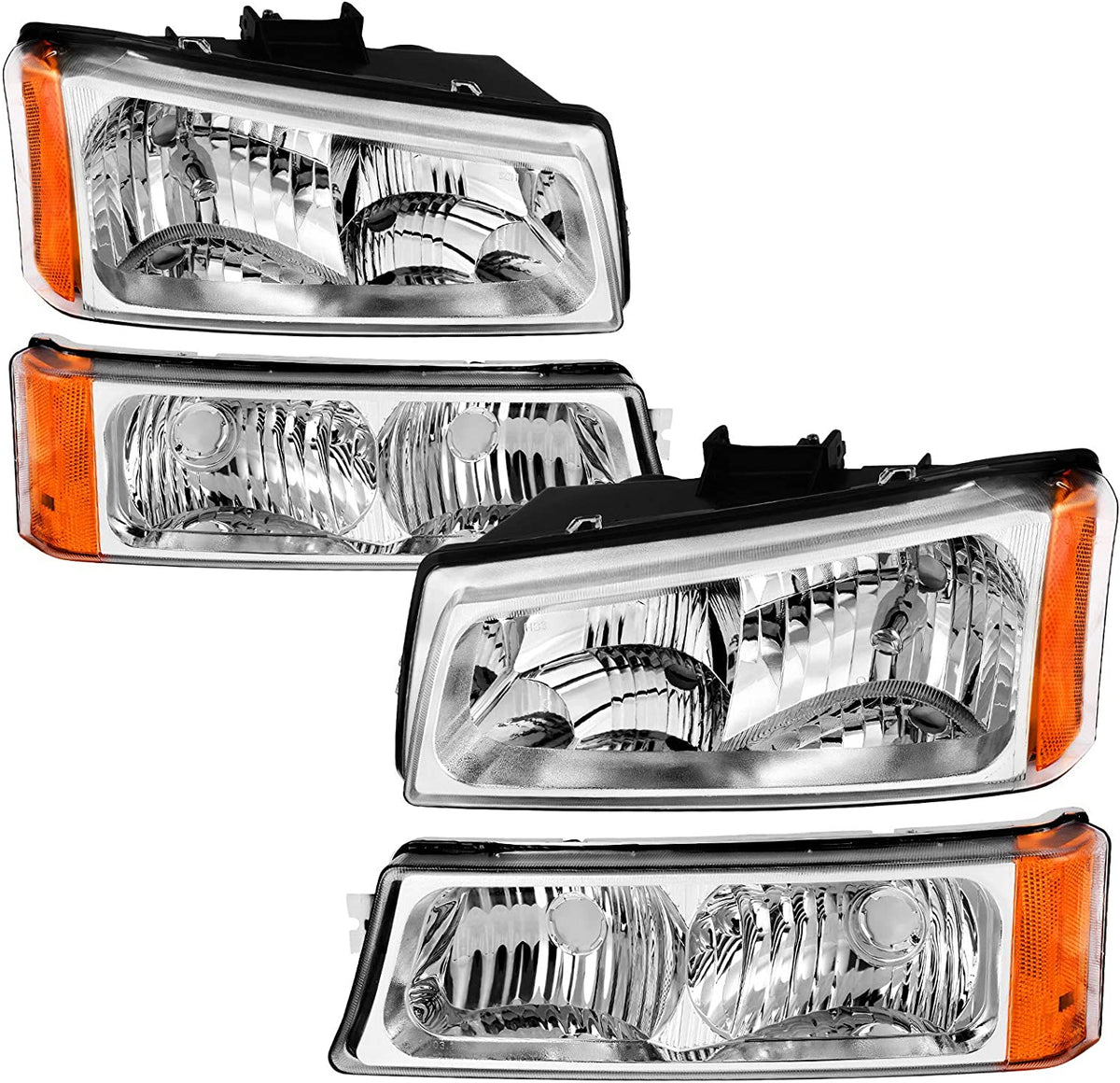 2003-2006 Chevrolet Silverado 1500 / 2500 / 3500 & Avalanche 4-Piece Headlight & Bumper Light Set