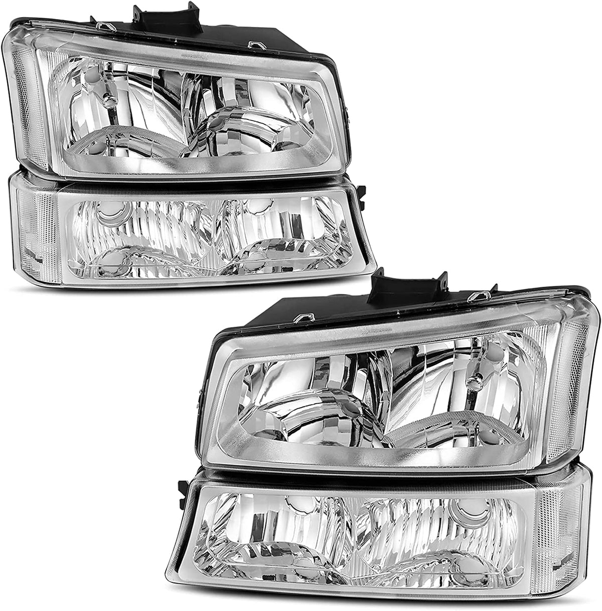 2003-2006 Chevrolet Silverado 1500 / 2500 / 3500 & Avalanche 4-Piece Headlight & Bumper Light Set