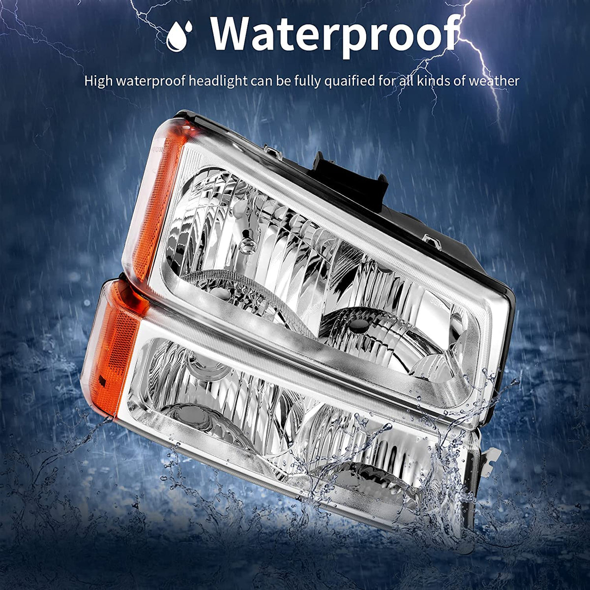 2003-2006 Chevrolet Silverado 1500 / 2500 / 3500 & Avalanche 4-Piece Headlight & Bumper Light Set