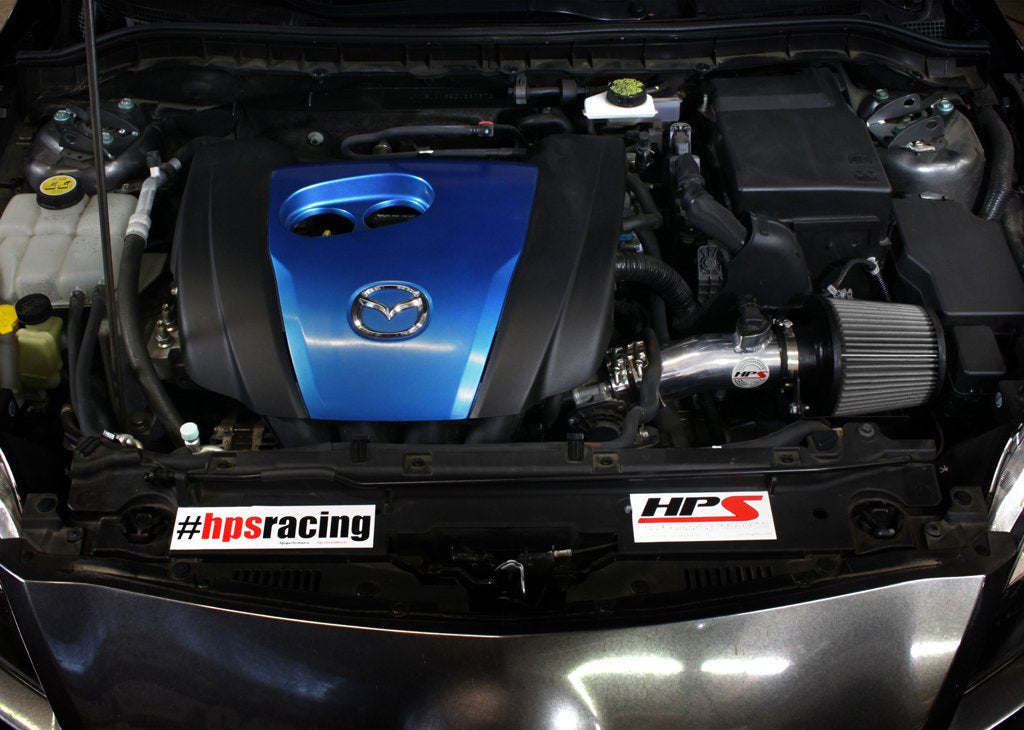 HPS Shortram Air Intake Kit 2012-2013 Mazda Mazda3 2.0L Skyactiv, Includes Heat Shield, Polish