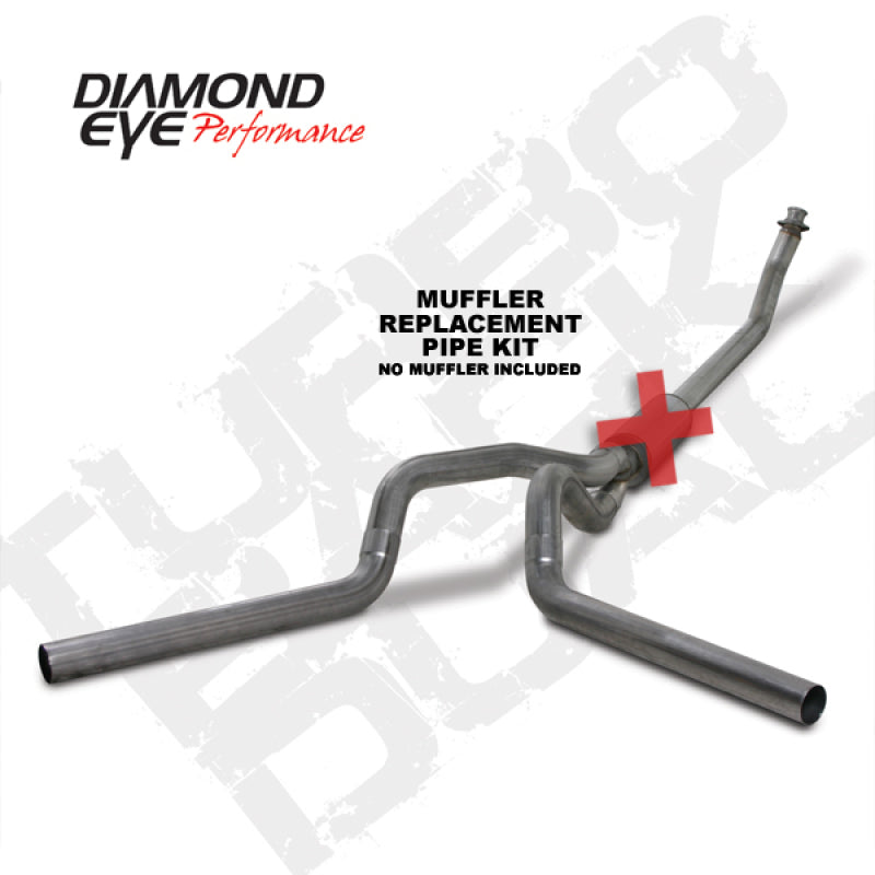 Diamond Eye Kit 4in TB Mflr Rplcment Pipe Dual SS: 94-02 Dodge Cummins 5.9L