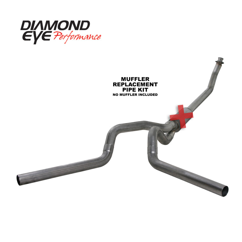 Diamond Eye Kit 4in TB Mflr Rplcment Pipe Dual SS: 94-02 Dodge Cummins 5.9L