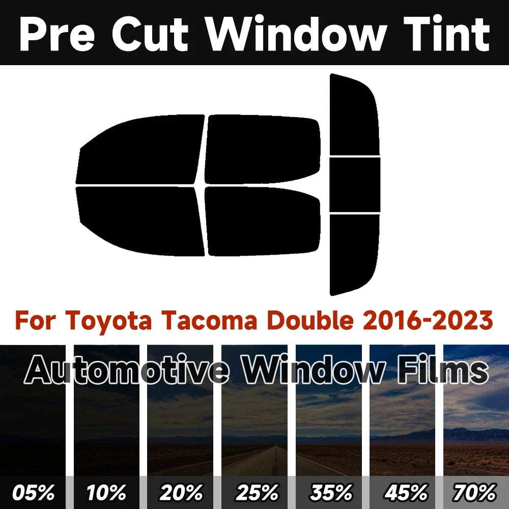 Precut Window Tint Kit for Toyota Tacoma Double Cab (2016–2023) | UV Block & Privacy Film
