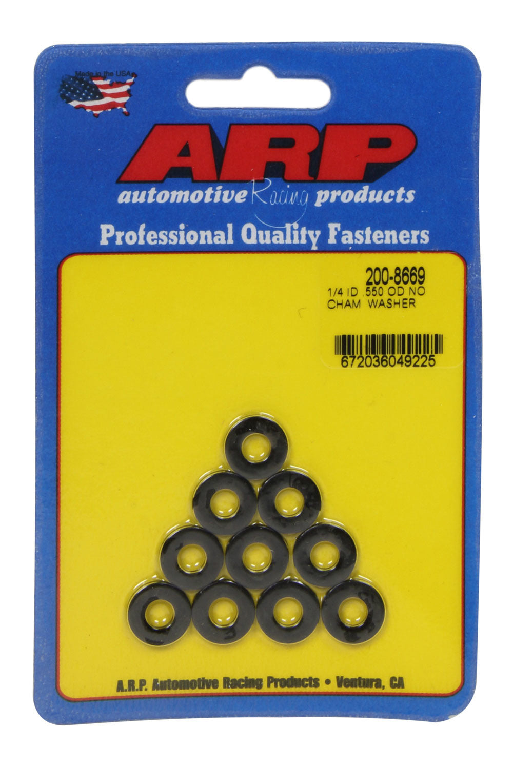 1/4 ID x .550 OD Black Washers No-Chamfer 10pk - 2008669