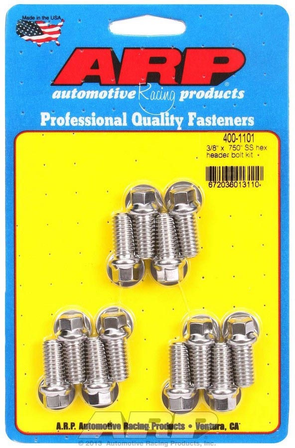 ARP S/S S/S Header Bolt Kit - 3/8 x .750 UHL (12) - 4001101