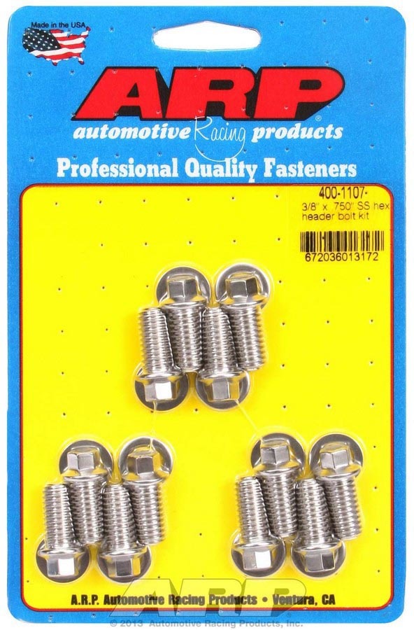 ARP S/S S/S Header Bolt Kit - 3/8 x .750 UHL (12) - 4001107